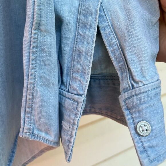 Rag & Bone Light Blue Distressed Long-Sleeved Classic Collar Shirt, Size XS - Picture 8 of 14